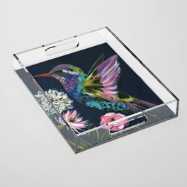 Humingbird Painting Boho Bright Acrylic Tray