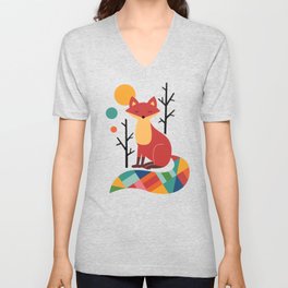 Rainbow Fox V Neck T Shirt