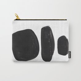 Black And White Minimalist Mid Century Abstract Ink Art Minimal Black Pebbles Paint Carry-All Pouch