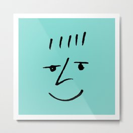 Happy Face - turquoise Metal Print