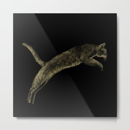 Abyssinian cat  jumping cracked metallic texture Metal Print | Catart, Catdesign, Felineart, Cutecat, Bohemian, Graphicdesign, Metal, Kitty, Abyssiniancat, Gold 