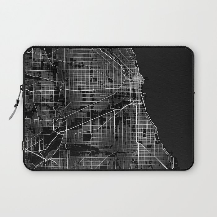 Chicago City Map of Illinois, USA - Full Moon Laptop Sleeve
