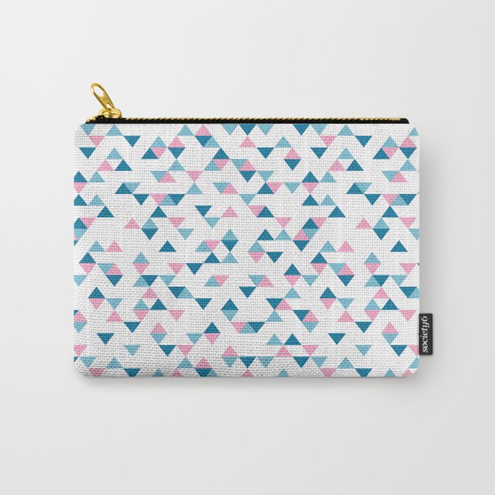 Triangles Blue and Pink Repeat Carry-All Pouch