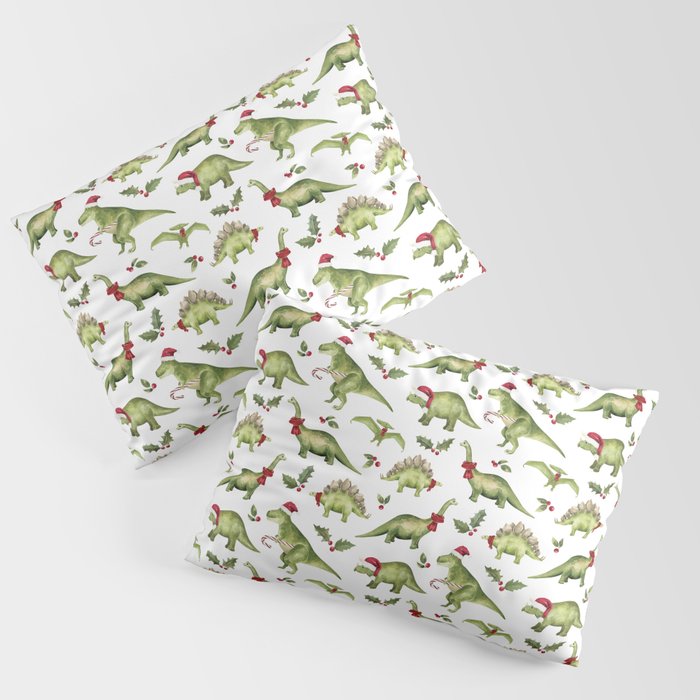 Christmas Dinos - Green Pillow Sham