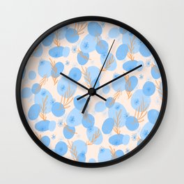Blue Minimal Botanical Wall Clock