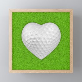 Golf ball heart / 3D render of heart shaped golf ball Framed Mini Art Print