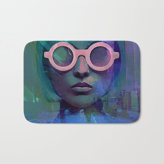 Pink Glasses girl Bath Mat