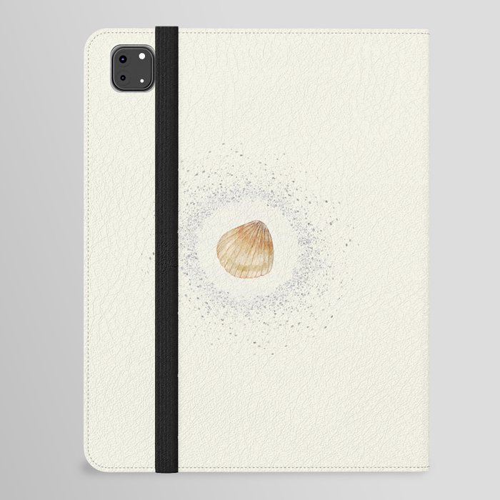 Watercolor Seashell and Sand on Cream Off-White iPad Folio Case