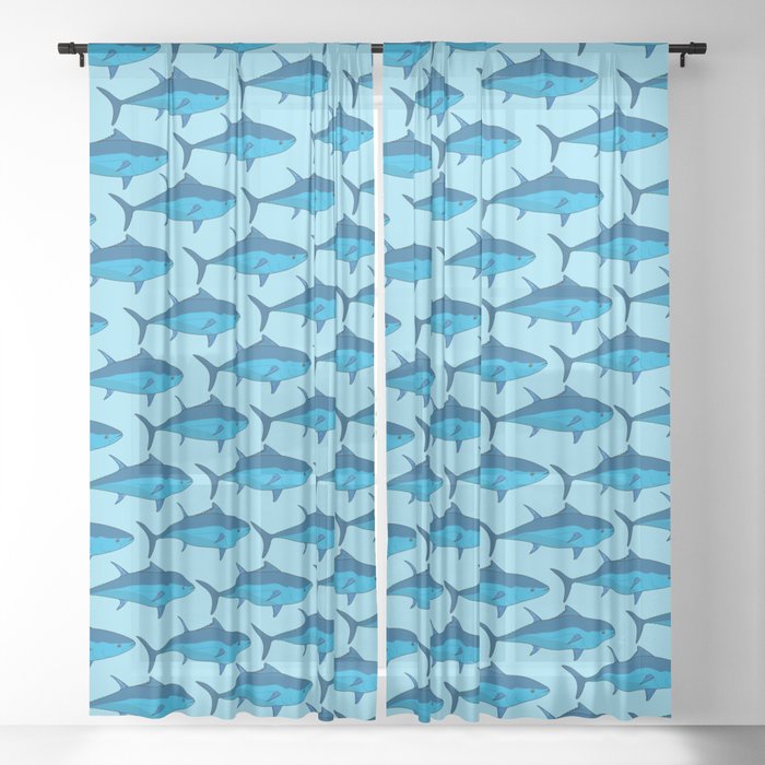 Bluefin Tuna Pattern Sheer Curtain