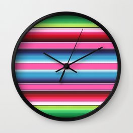 Pink Mexican Serape Blanket Stripes Wall Clock