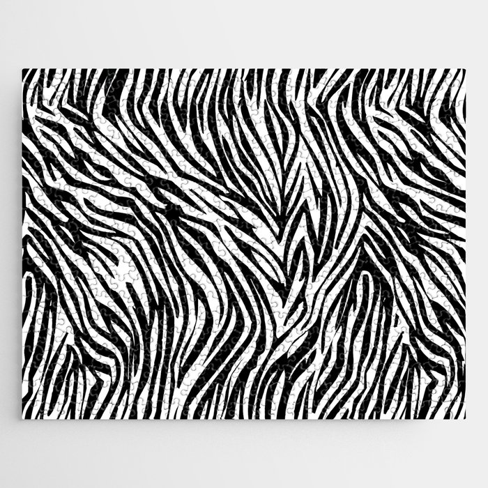Tiger pattern black and white Jigsaw Puzzle