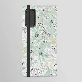 Watercolor pastel mint green black ivory floral Android Wallet Case