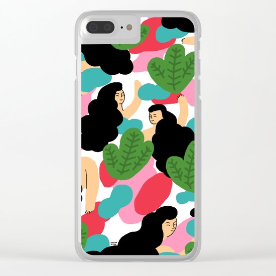 Girl Pattern Leaf Clear iPhone Case