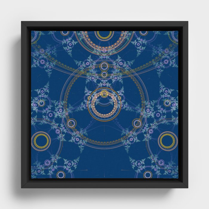 Blue mandala texture Framed Canvas