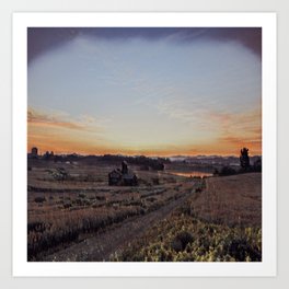 Countryside at sunset Art Print