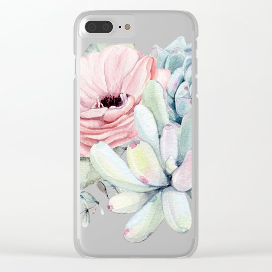 Pastel Succulents by Nature Magick Clear iPhone Case