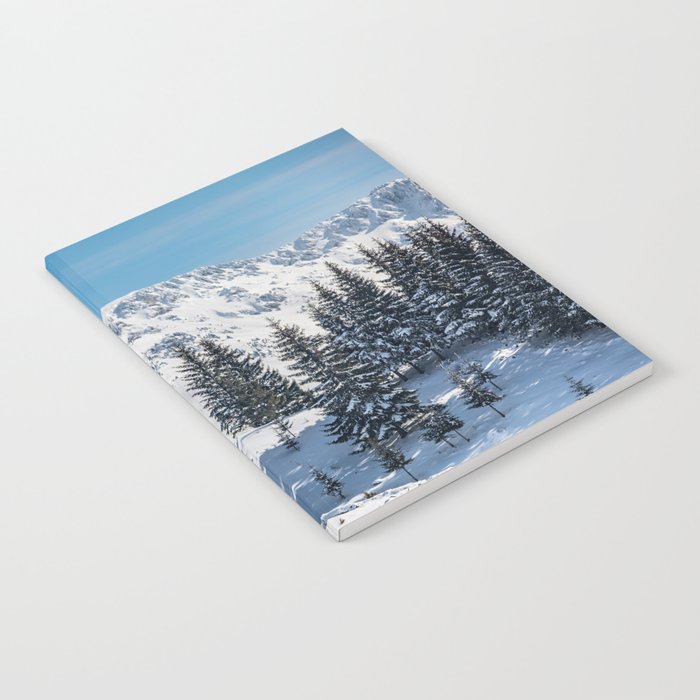 Winter landscape with snow-covered fir trees Notebook