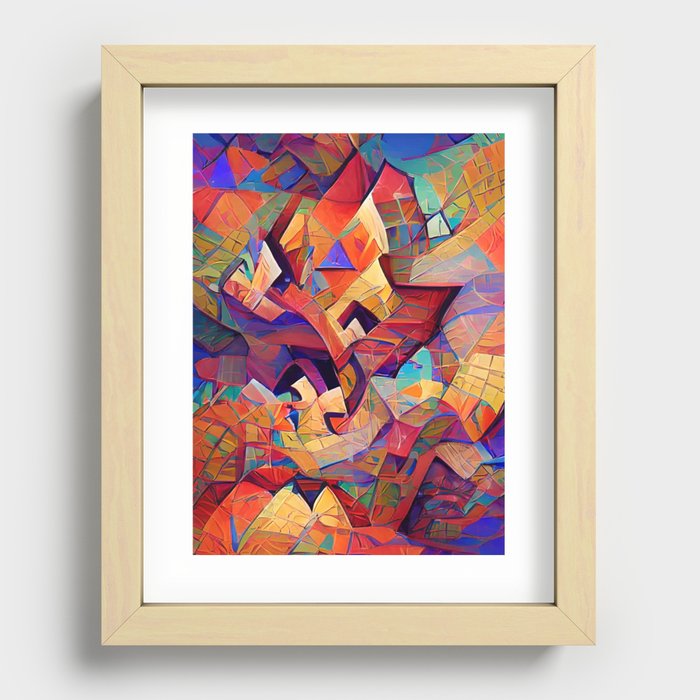Colorful Distorted Squares Recessed Framed Print