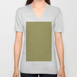 Dark Green Solid Color Pantone Moss 16-0532 TCX Shades of Yellow Hues V Neck T Shirt