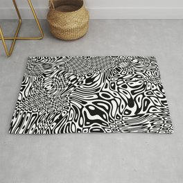 Black  and white psychedelic optical illusion Area & Throw Rug