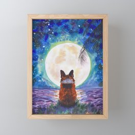 Corgi - full moon meditation  Framed Mini Art Print