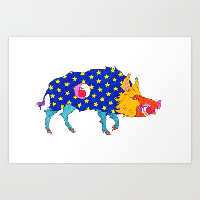 Fashion Animals, Spring 2014 Collection: Porc Sauvage Patriotique Art Print