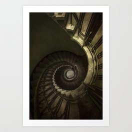 Dark moody spiral staircase Art Print