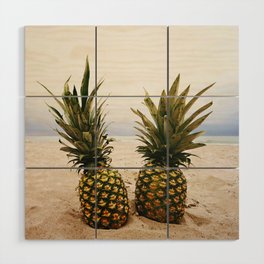Beautiful fresh pineapple in the beach Wood Wall Art