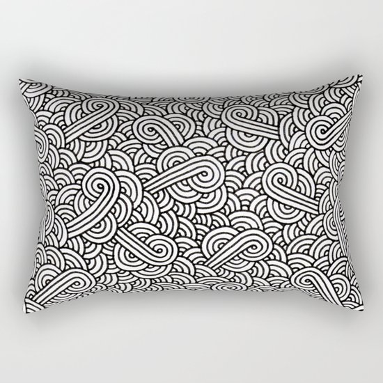 Black and white swirls doodles Rectangular Pillow