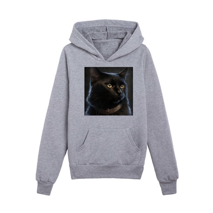 Bombay Cat Breed Portrait Royal Renaissance Animal Painting Kids Pullover Hoodie