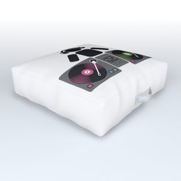 DJ and turntables abstract drawing Outdoor Floor Cushion