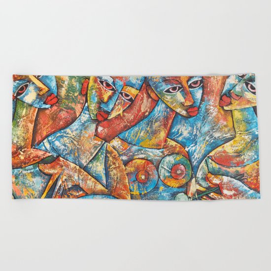 Art Women Beach Towel
