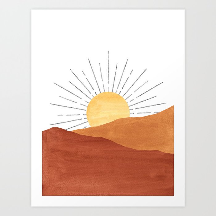 Terracotta desert sun Art Print