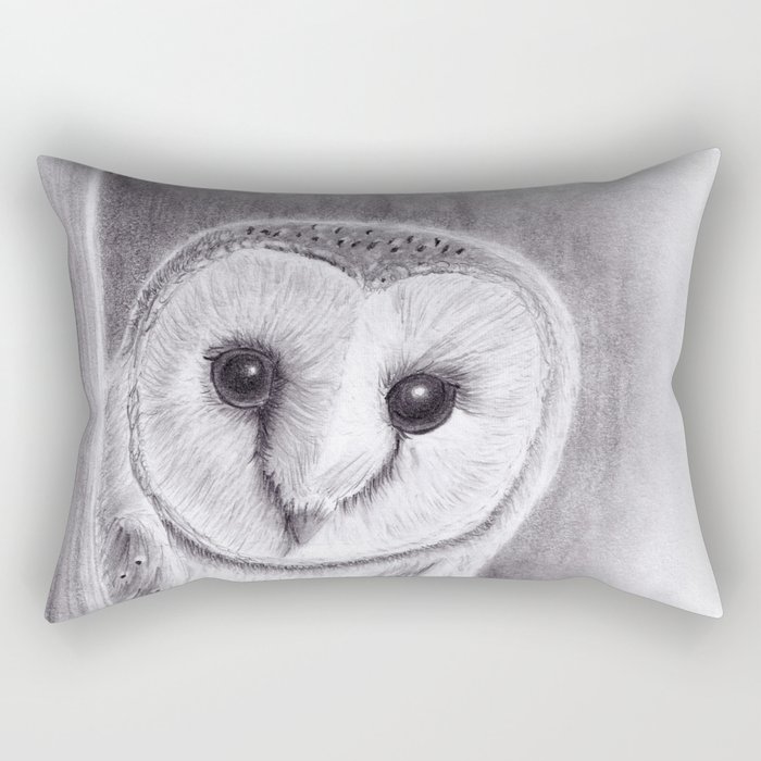 Barn Owl Pencil Drawings Rectangular Pillow