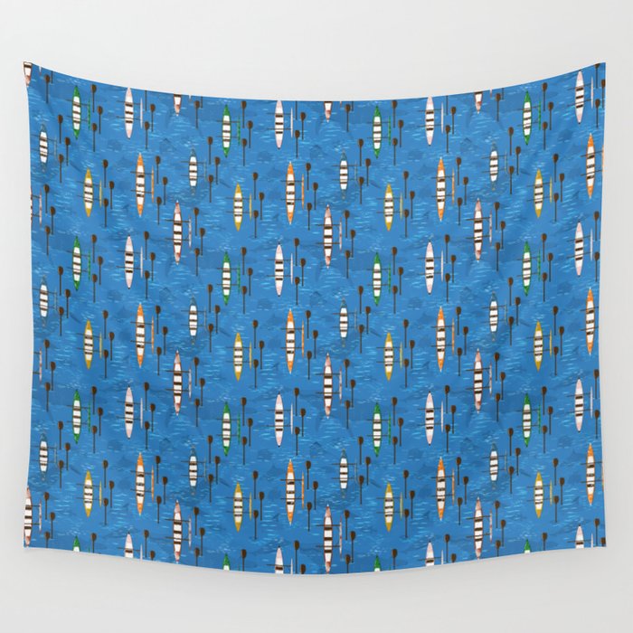 Colorful Outrigger Canoes Wall Tapestry