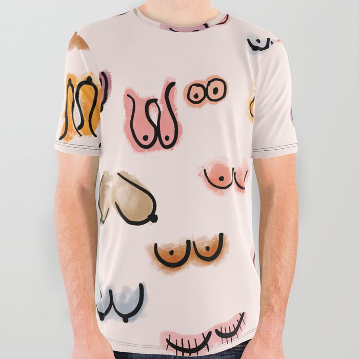 Boobies Watercolor All Over Graphic Tee