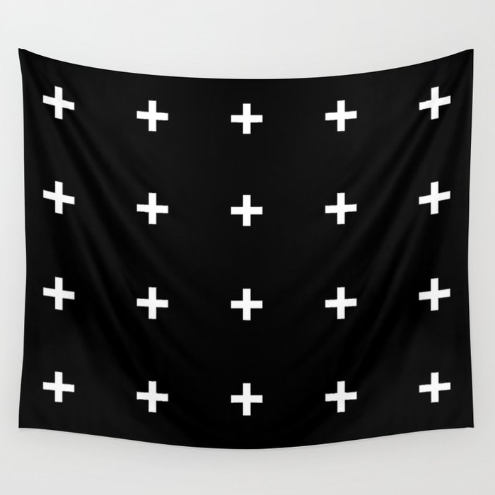 White Plus on Black /// pencilmeinstationery.com Wall Tapestry