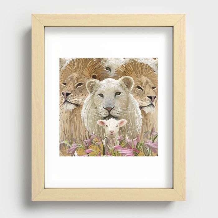 Lions led by a lamb Recessed Framed Print