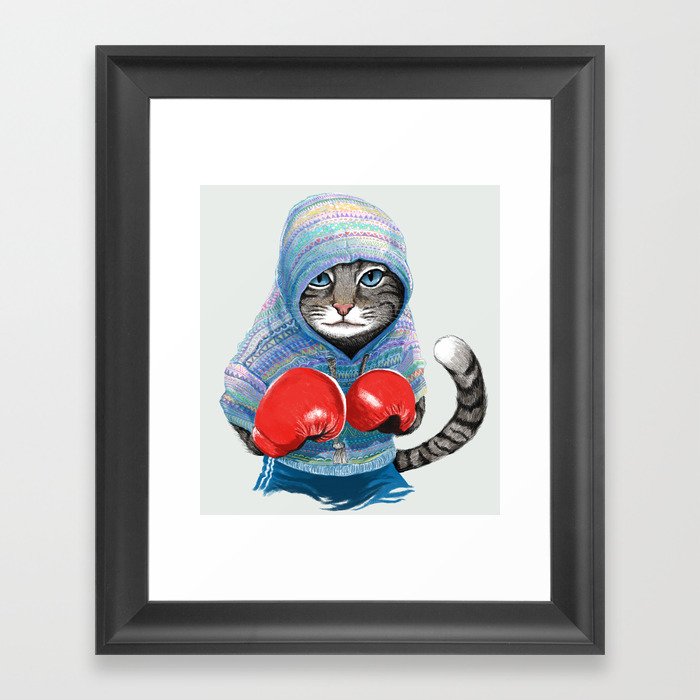 Boxing Cat Framed Art Print