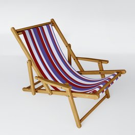 [ Thumbnail: Lavender, Dark Slate Blue & Maroon Colored Lines Pattern Sling Chair ]