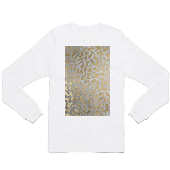 Modern elegant abstract faux gold silver pattern Long Sleeve T Shirt