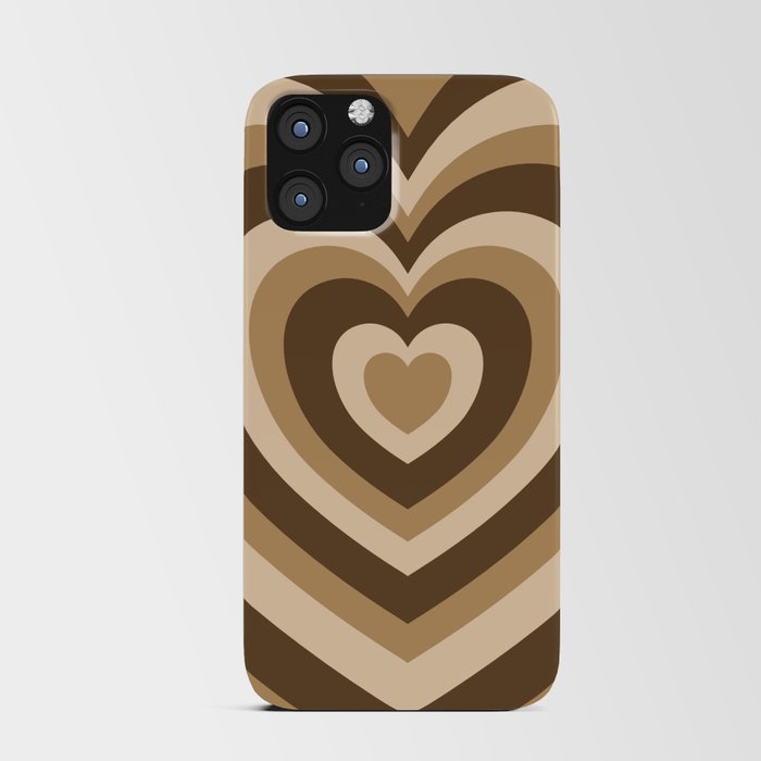 Aesthetic Hypnotic Brown Hearts iPhone Card Case