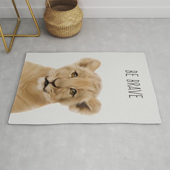Lion Cub Print, Safari Nursery Decor, Baby Animal, Kids Art Rug