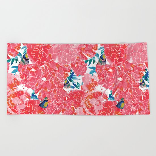 Peonies Beach Towel