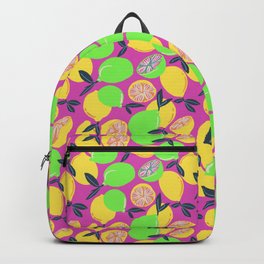 When Life Gives You Lemons dk pink background Backpack | Graphicdesign, Digitaldrawing, Pattern, Fruitpattern, Citrus, Lemonade, Limeade, Lemonsandlimes, Lemons, Tropical 