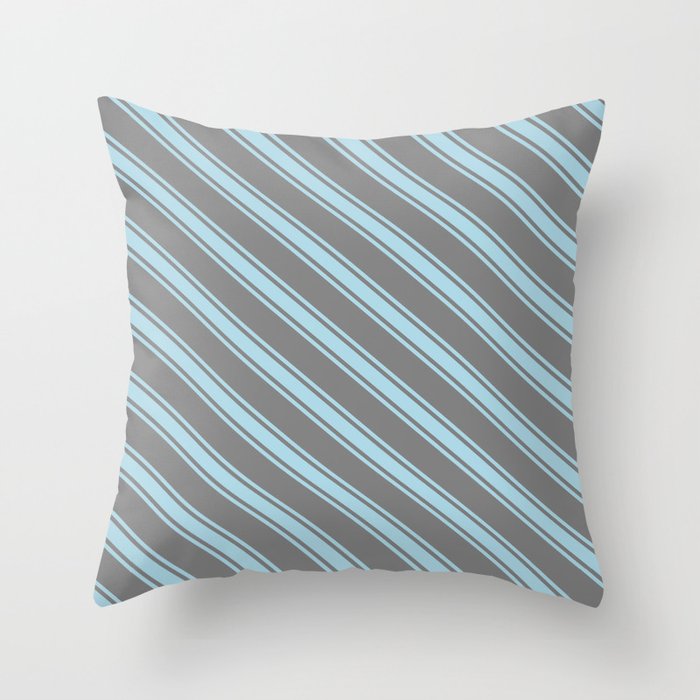 Grey & Light Blue Colored Stripes Pattern Throw Pillow