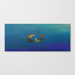 Two Best Friends, Otters Underwater Canvas Print