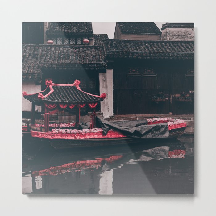 China Photography - Flower Boat In The Small Lake Metal Print