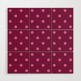 Retro Valentine's pink polka dots burgundy pattern Wood Wall Art