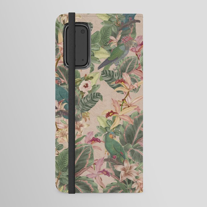 Tropical parrots and exotic birds jungle foliage _ Bloomartgallery Android Wallet Case